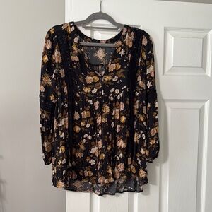 Floral Black and Brown Women's Top
